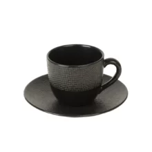 Tasse et coupelle noire 12 cl vue de côté