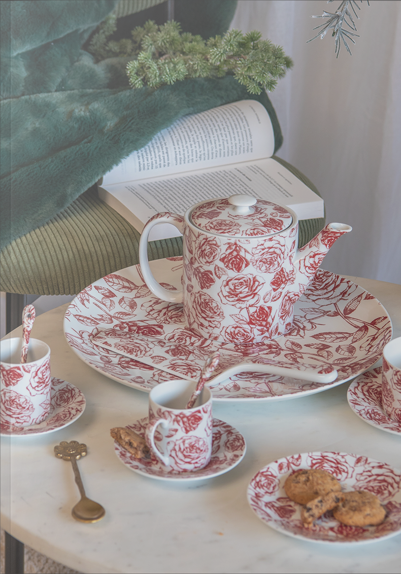 Ensemble tasse à thé Savoie en porcelaine blanche (lot de 2) - Gamm vert