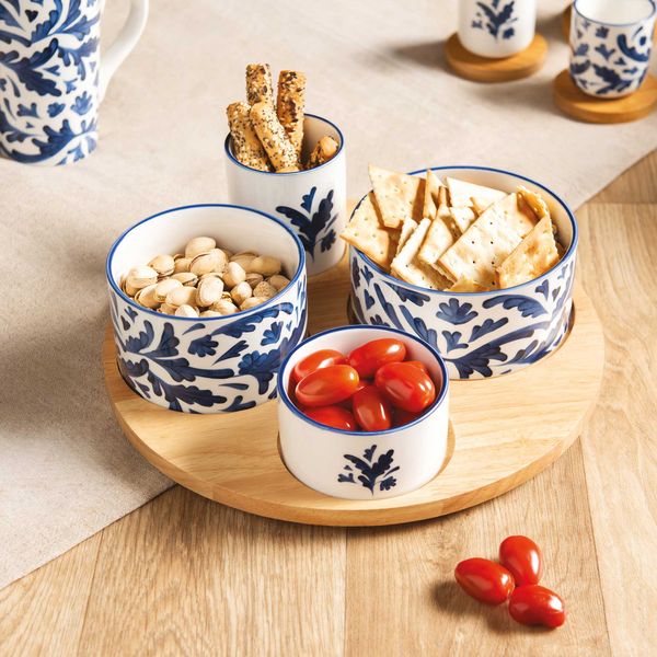 Service apéritif de 4 pièces Romane bleu 28,5 cm porcelaine