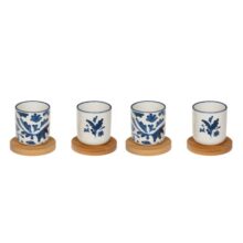 Coffret de 4 tasses avec sous tasses Romane bleu 10cl