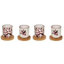 Coffret de 4 tasses avec sous tasses Romane rouge 10cl