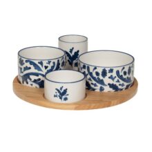 Service apéritif de 4 pièces Romane bleu 28,5 cm