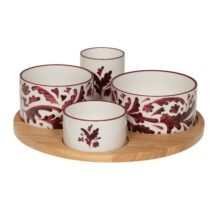 Service apéritif de 4 pièces Romane rouge 28,5 cm porcelaine
